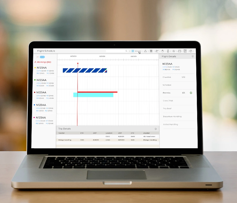 Private Jet Charter Calendar software development by Digital Trading on Laptop screen