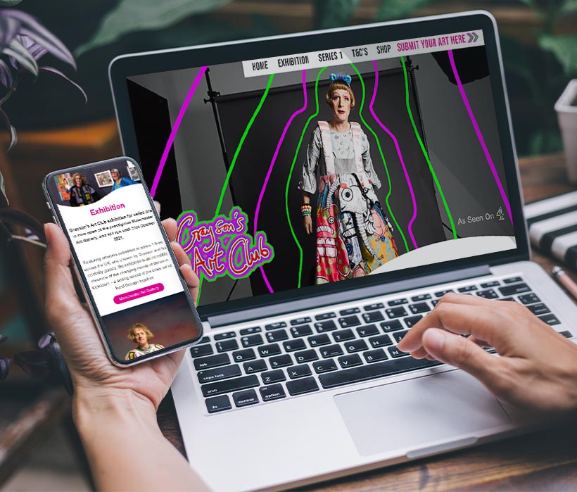 Grayson's Art Club new website design on laptop screen