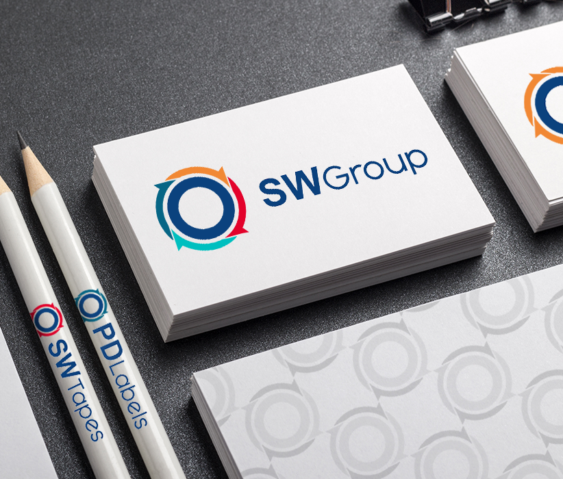 SW Group branding and new logo design on stationary